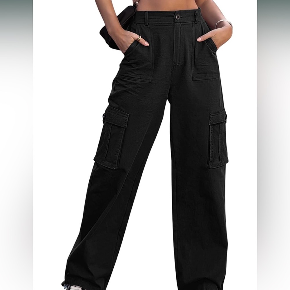 Women High Waisted Cargo Pants Wide Leg Casual Pants Combat Military Trousers